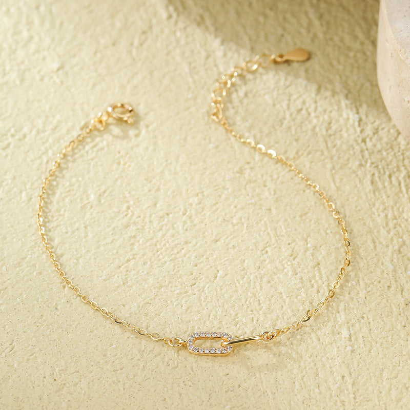 925 silver interlocking link bracelet gold silver gift for her