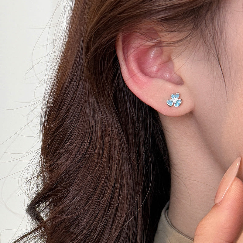 korean style iris earring for women minimalist jewelry