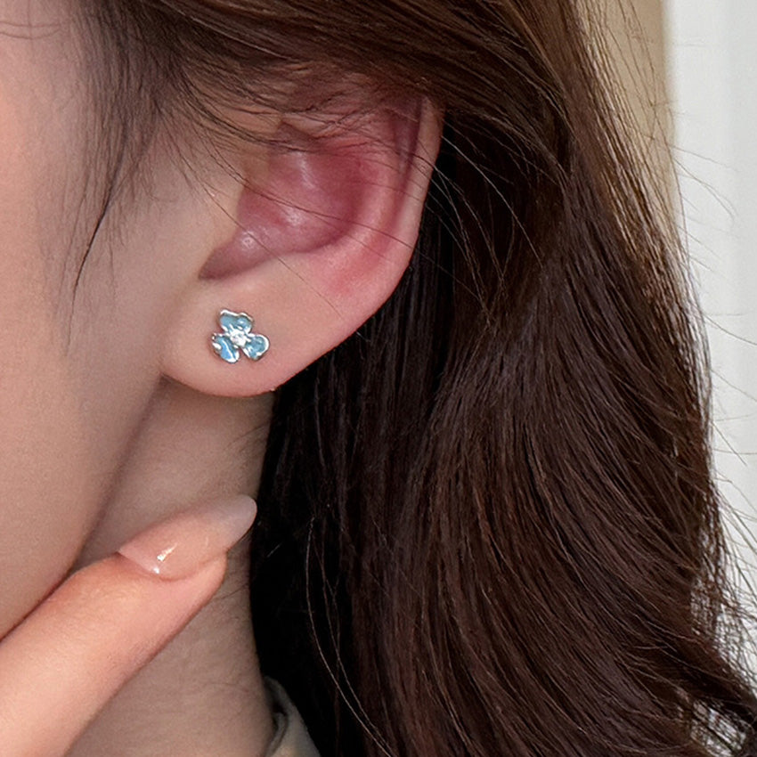 korean style iris earring for women minimalist jewelry