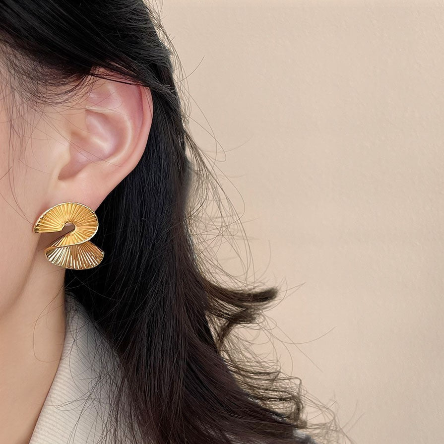 Irregular hoop earrings in gold tone, designer inspired brass jewelry wholesale