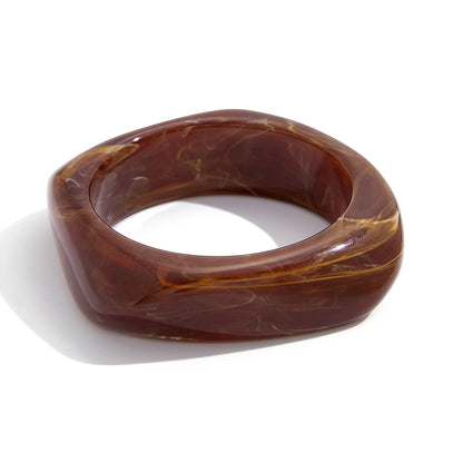 Dark brown wide resin bangle with smooth surface