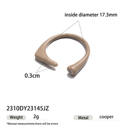 Neutral color adjustable enamel rings with zircon accents for everyday fashion styling 