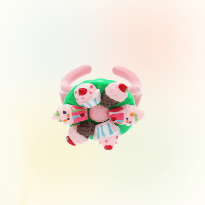 Adjustable candy and chocolate inspired fashion ring with dopamine colors