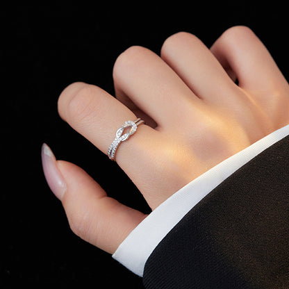 Knot ring sterling silver on hand