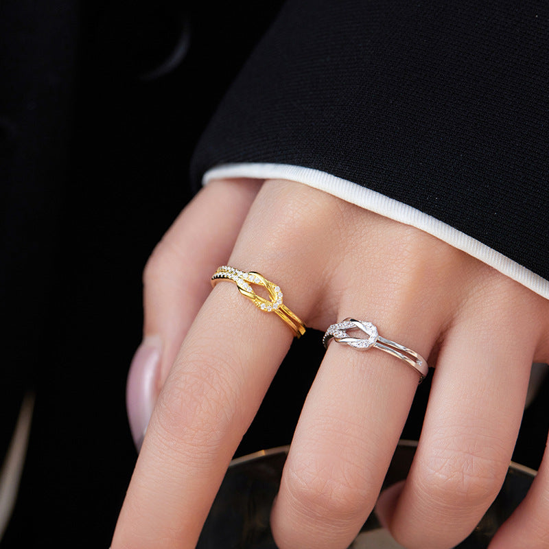 Knot ring sterling silver closeup