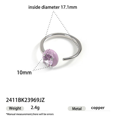 Adjustable open ring featuring a lavender zircon centerpiece and minimalist design