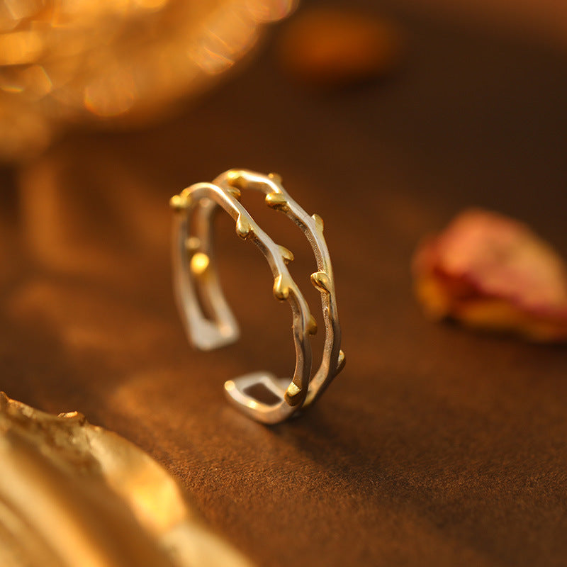 leaf ring sterling silver on hand