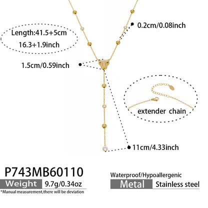 stainless steel leopard head zircon layered necklace