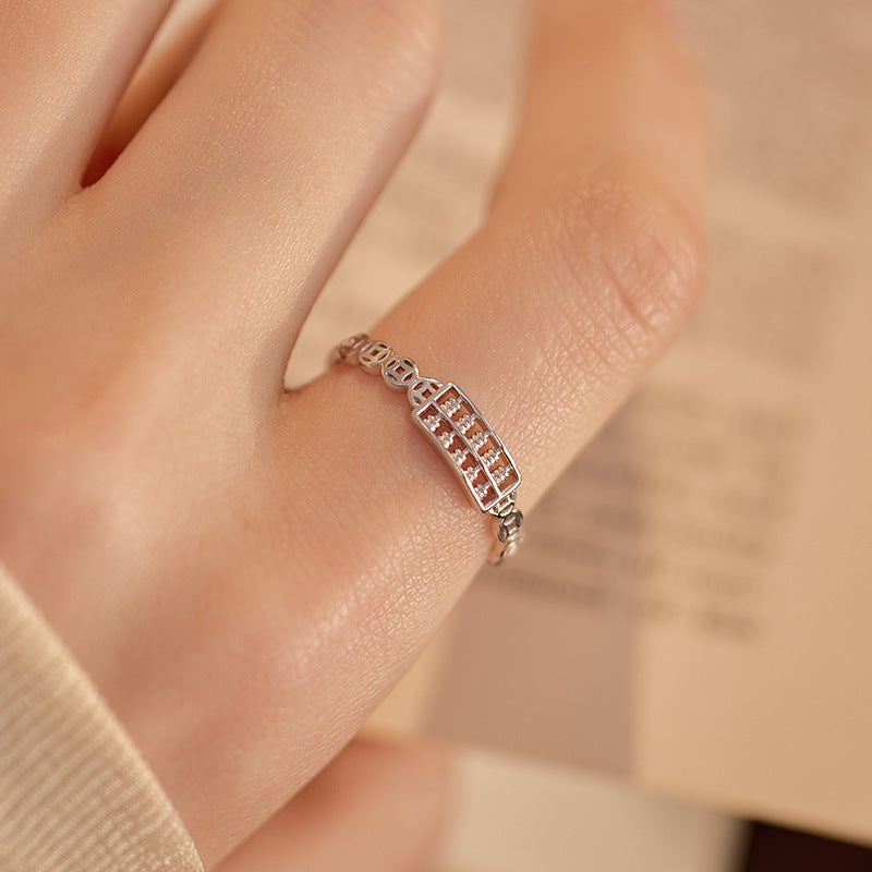 sterling silver lucky charm ring close up