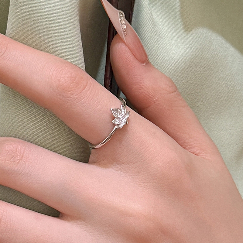 nature inspired maple leaf ring 925 sterling silver jewelry