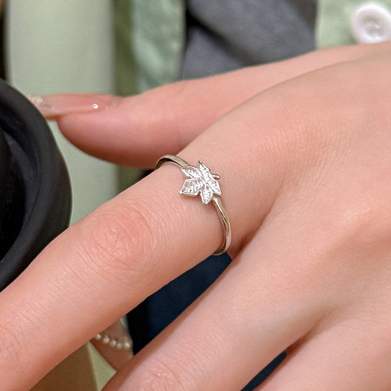dainty 925 silver maple leaf ring minimalist jewelry