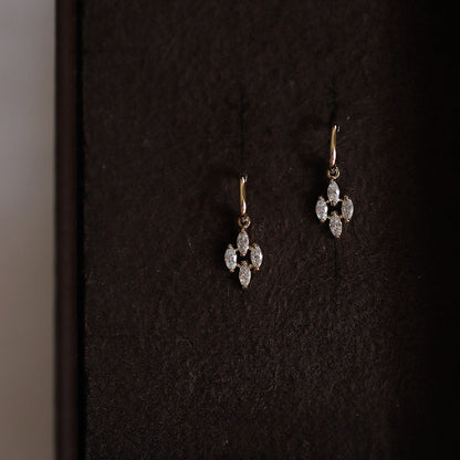 S925 sterling silver marquise zircon drop earrings with 18K gold plating