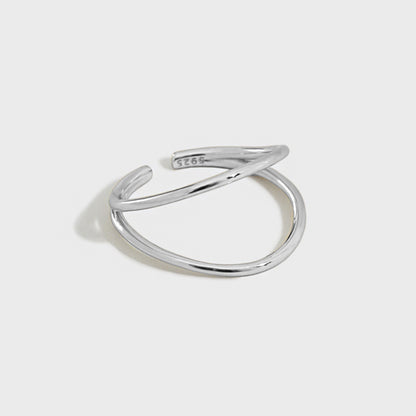 925 sterling silver double line open ring with polished finish – ideal for minimalist jewelry wholesale and sterling silver everyday rings collections.