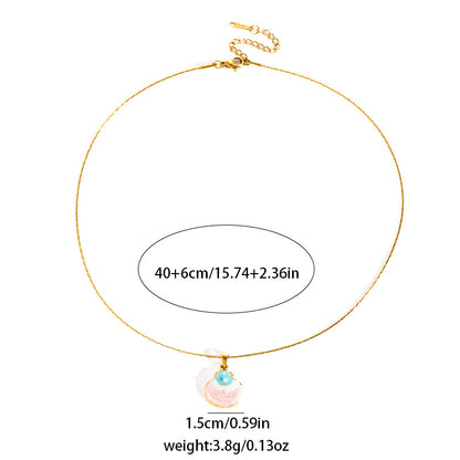 Ocean Starfish and Shell Pendant Necklace Gold Beach Style five piece set
