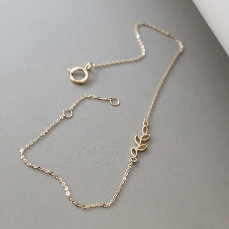 olive leaf bracelet gold minimalist gift jewelry