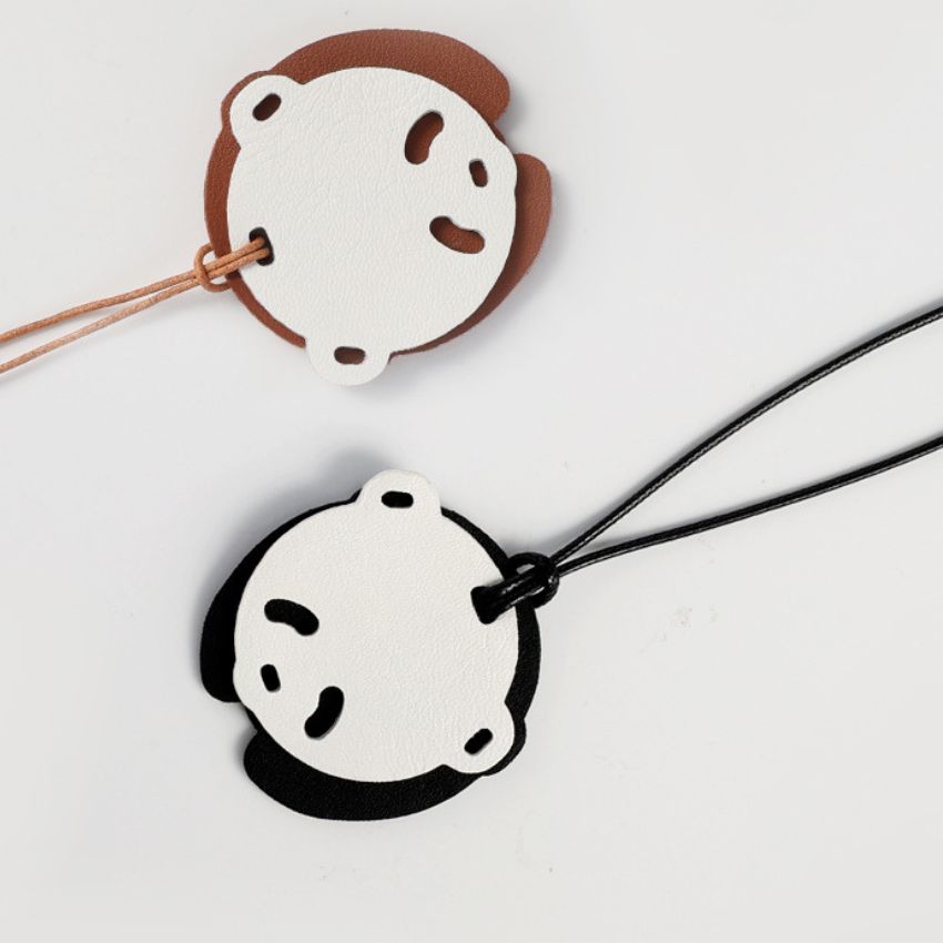 Handmade Panda Animal Bag Charm Wholesale — Genuine Leather Keychain for Women and Car Accessories