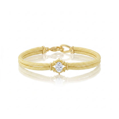 Pale yellow braided cubic zirconia bracelet