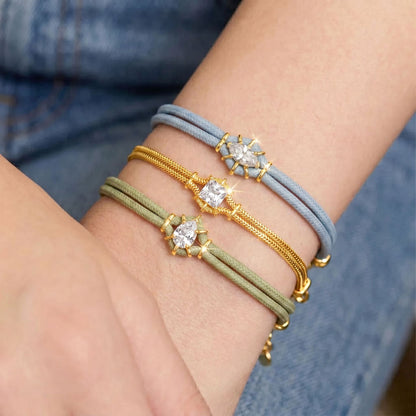 Pastel braided bracelets; gold metal bracelet not included