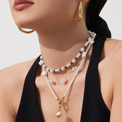 layered pearl beaded necklace fashion jewelry