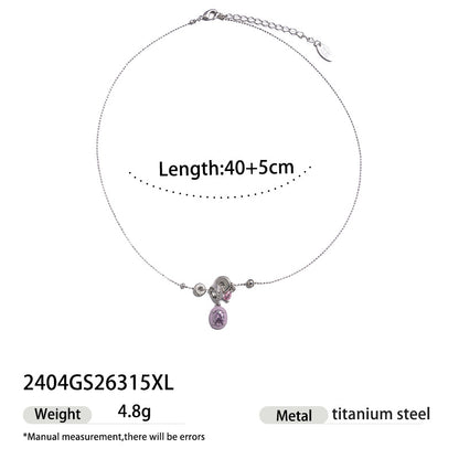 Pink crystal pendant necklace and matching stud earrings five piece set