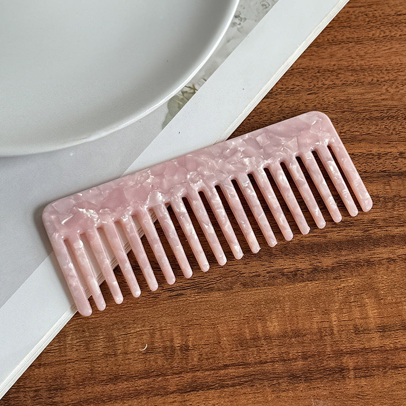 Pink acetate hair comb with smooth teeth lightweight daily hair accessory
