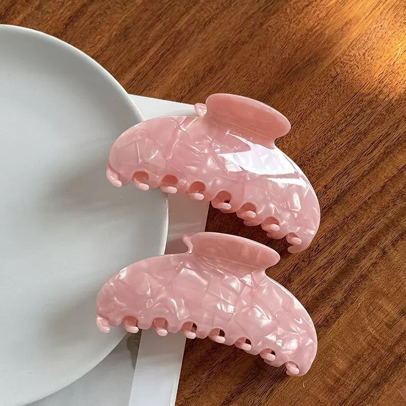 Set of cute pink hair clips claw style for thick or medium hair