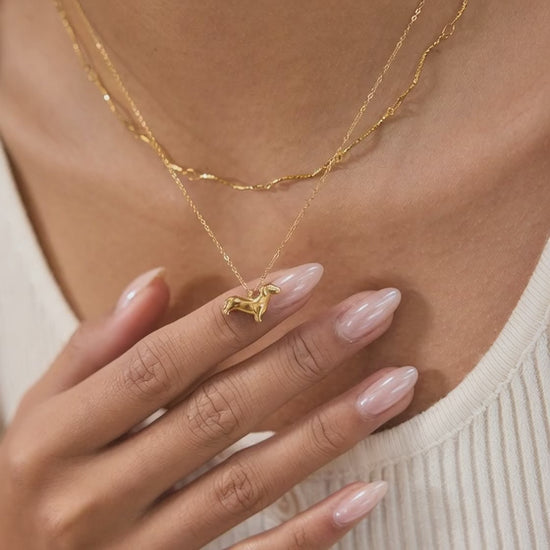 Stainless steel cute dog pendant necklace shine and movement showcase