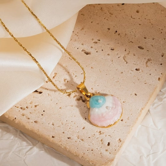 Ocean Starfish and Shell Pendant Necklace Gold Beach Style five piece set