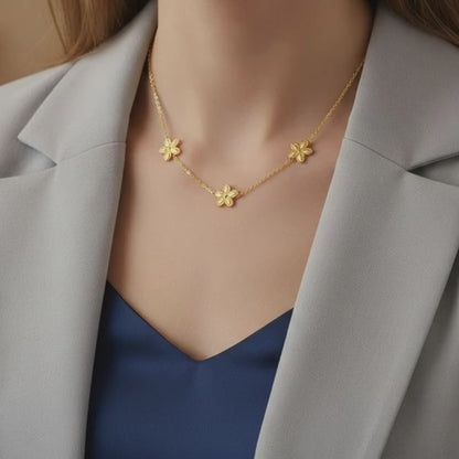 Korean Flower Necklace Wholesale Dainty Minimalist Stainless Steel Jewelry