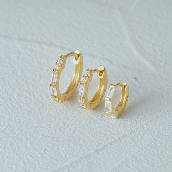 Sparkling 925 Sterling Silver CZ Hoop Earrings Display for B2B Buyers