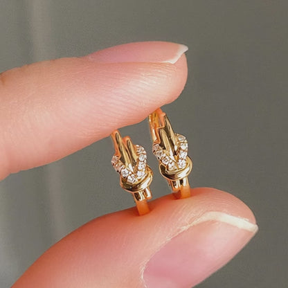 Classic Knot Zircon Hoop Earrings S925 Silver 18K Gold Plated five piece set