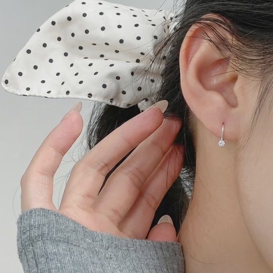 S925 sterling silver minimalist hook earrings with cubic zirconia for wholesale jewelry collections