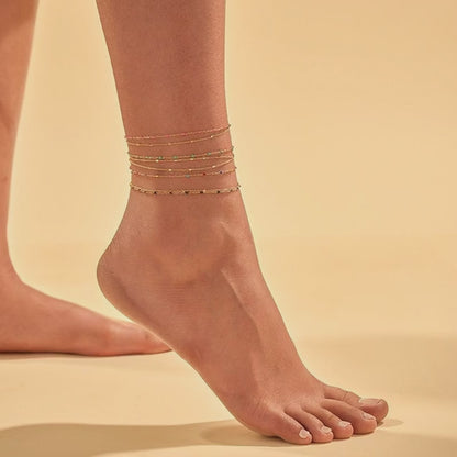Wholesale 5 Piece Stainless Steel Colorful Enamel Anklet Set