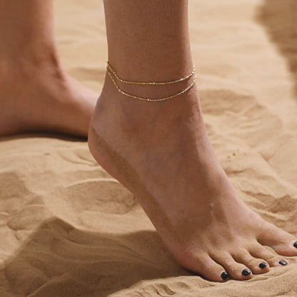Wholesale 5 Piece Brass Bohemian Layered Anklet Set Beach Style