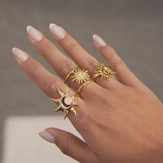 Three celestial adjustable open rings