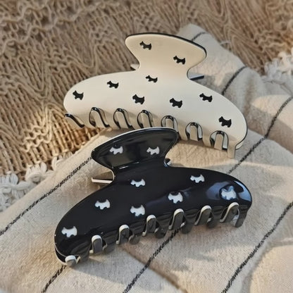 Korean Acetate Hair Clip Cute Dog Pattern Shark Claw for Women 2025 (5 pcs)