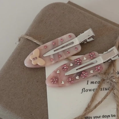 Korean Popstar Hair Clips Wholesale Bulk 5 Set Flower Butterfly Duo No Crease