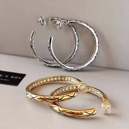quilted hoop earrings gold and silver brass statement hoop earrings Black May