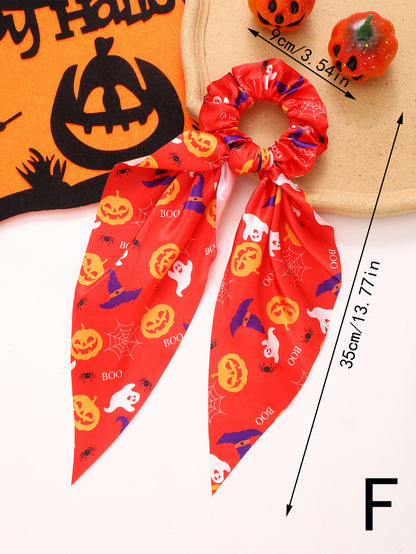 red hair scrunchy with ribbon