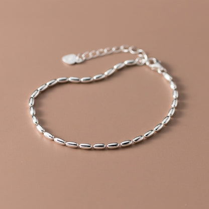 rice chain Beaded Bracelets 925 Sterling Silver