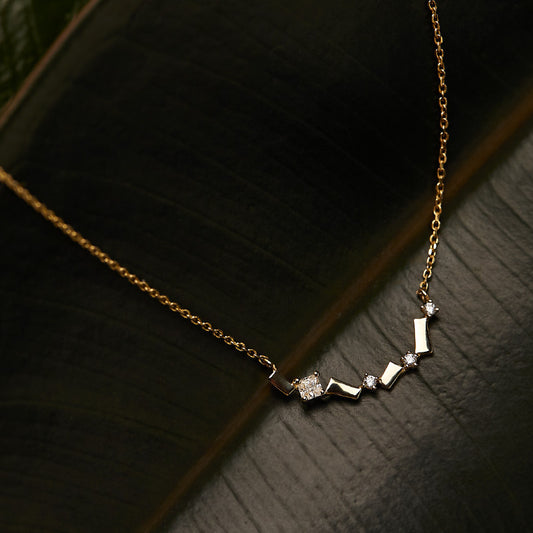 Wholesale S925 geometric bar zircon necklace with 18K gold plating for boutique resale