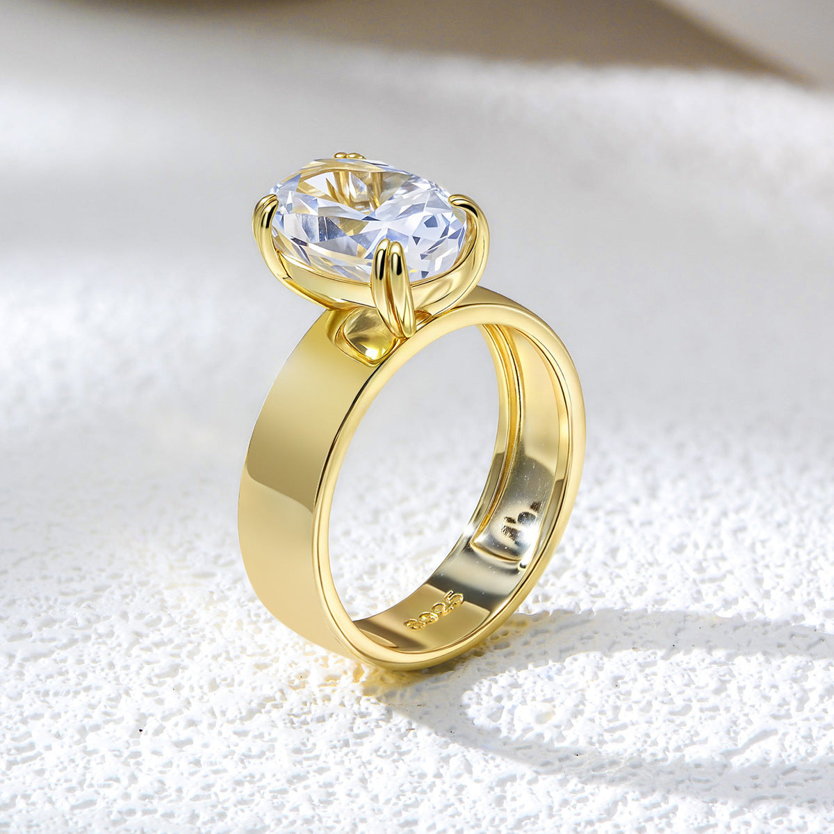Oval cut cubic zirconia wedding ring wholesale S925 sterling silver engagement jewelry elegant gold band