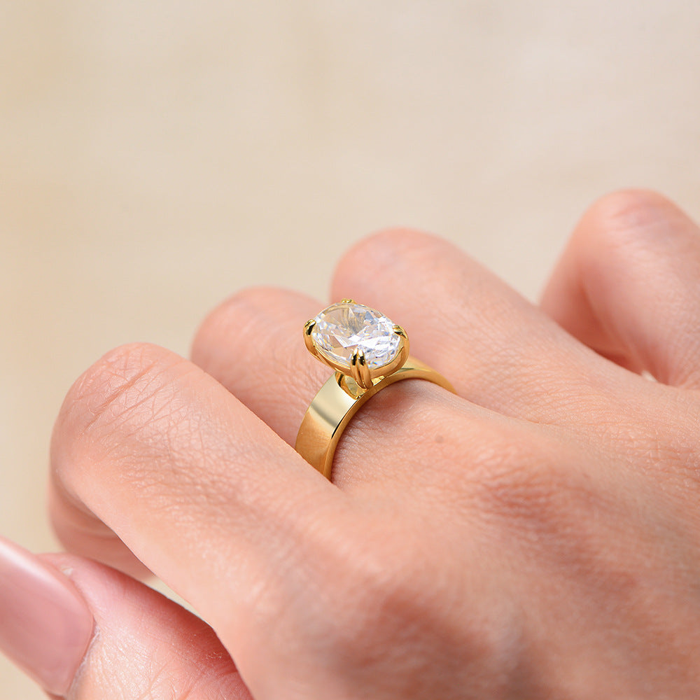 Wholesale 925 silver oval cut engagement ring cubic zirconia solitaire Taylor Swift wedding ring inspired jewelry