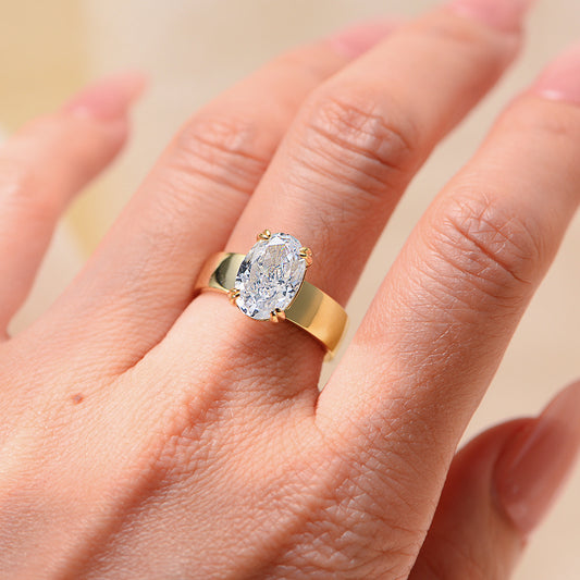 S925 sterling silver oval cut cubic zirconia engagement ring wholesale bridal jewelry gift for her