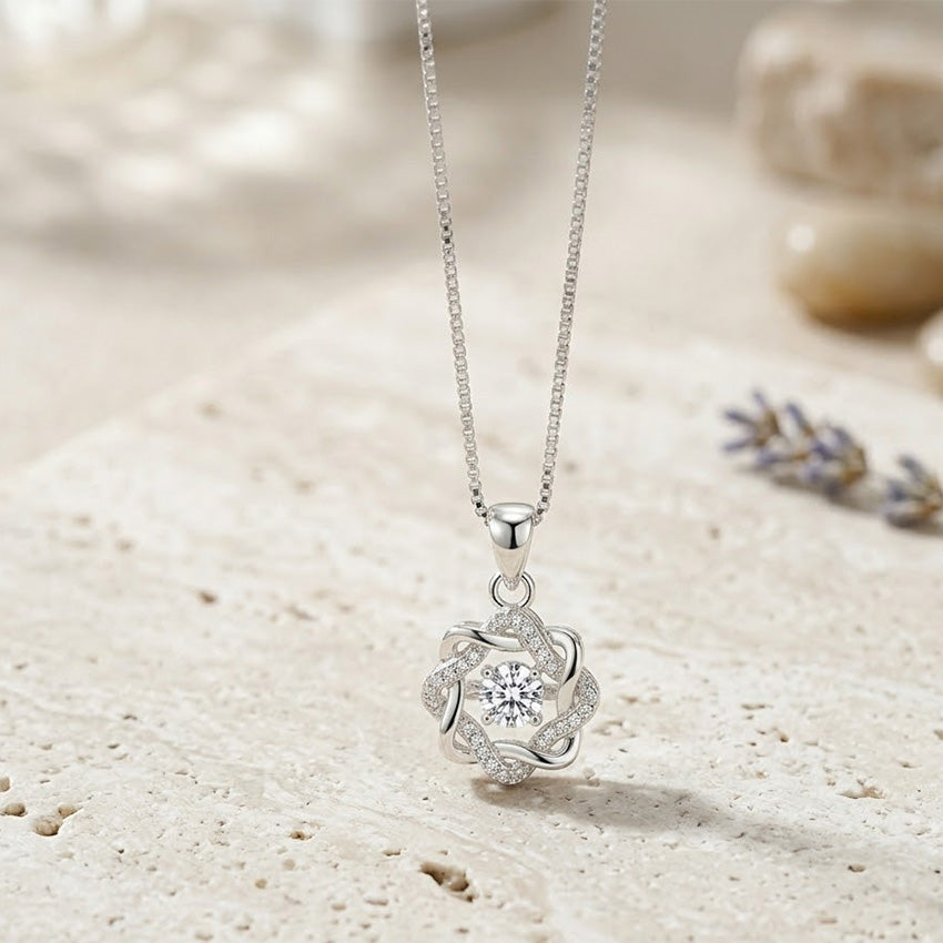 S999 silver zircon star pendant necklace styled for boutique resale and gifting