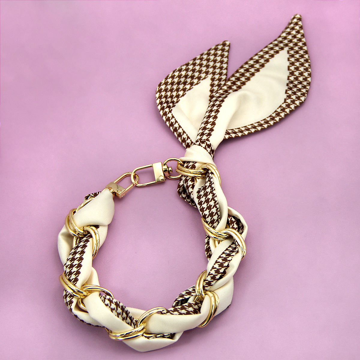 Houndstooth silk scarf braided phone strap wrist chain bag charm fashion wholesale
