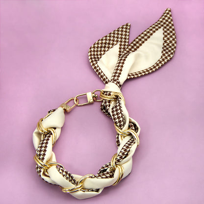 Houndstooth silk scarf braided phone strap wrist chain bag charm fashion wholesale
