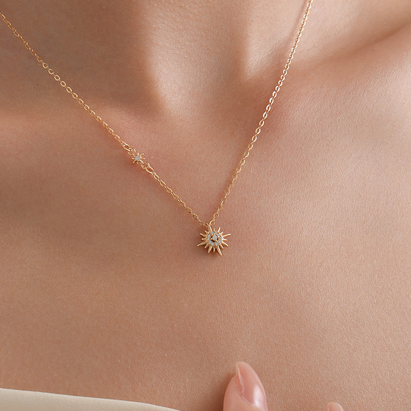 silver sunburst necklace gift for women holiday jewelry