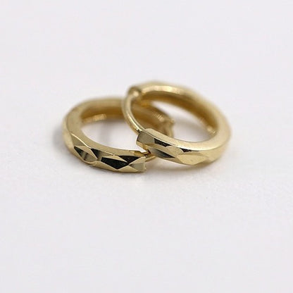 faceted small gold huggie earrings minimalist hoops Black May gift