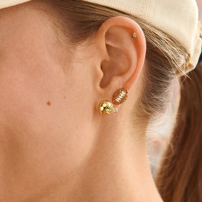 14K gold plated football helmet and football stud earrings